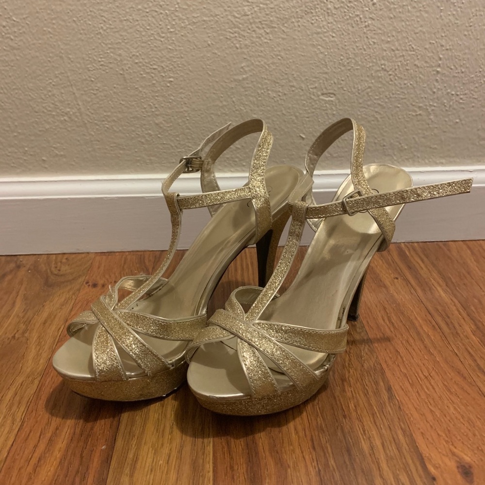 Gold, sparkly heels